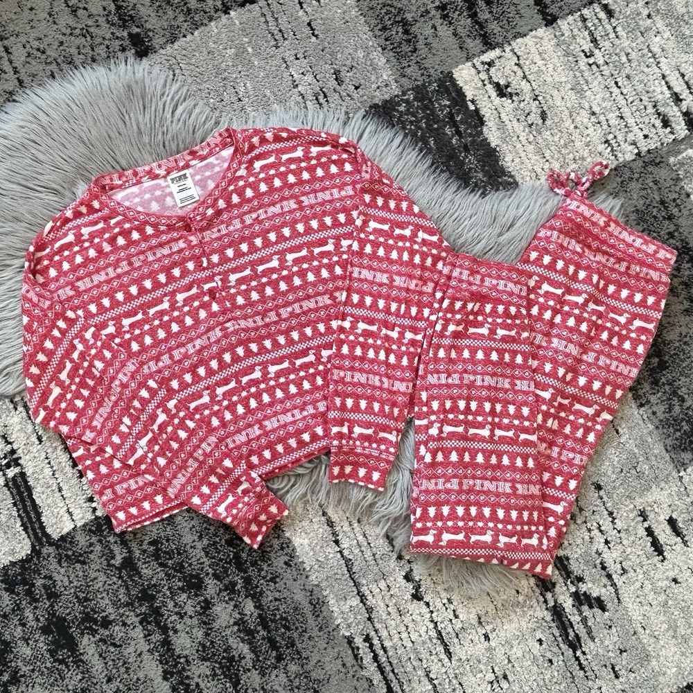 Victoria's‎ Secret Women's PINK Viscose Dachshund Holiday Pajama Set Size Medium